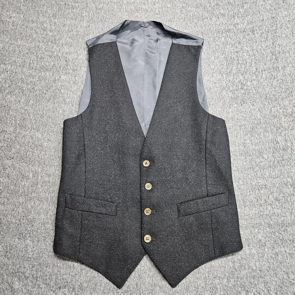 Corneliani Blazer Vest Mens 36 Charcoal Grey Wool 2 Piece Set Made in Italy